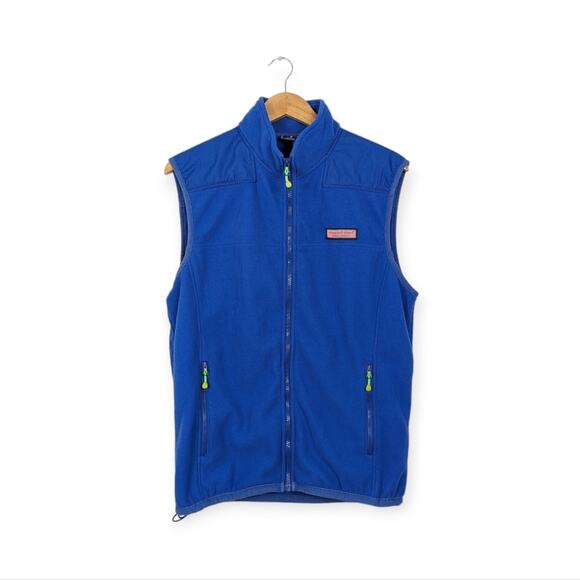 Vineyard Vines Windcrest Blue Grid Fleece Zip Up Vest Size M - Picture 1 of 8